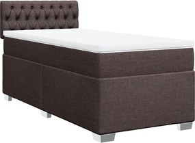 vidaXL Κρεβάτι Boxspring με Στρώμα Σκούρο Καφέ 90x190 εκ. Υφασμάτινο