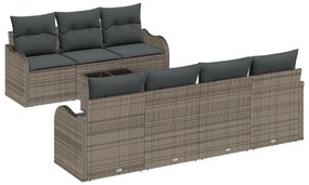 vidaXL Σετ 8 Τεμαχίων Καναπέ Κήπου με Μαξιλάρια Γκρι Πολυ Ρατάν