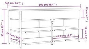 Παπουτσοθήκη Γκρι Sonoma 100x42,5x50 εκ. από Επεξεργασμένο Ξύλο - Γκρι