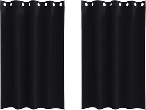 vidaXL Κουρτίνες Μαύρης Ύφανσης με Δαχτυλίδια 2 pcs Μαύρο