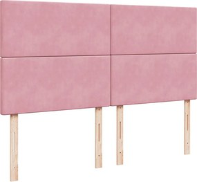 vidaXL Κρεβάτι Boxspring με Στρώμα Ροζ 180x200 εκ. Βελούδινο