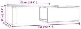 Τραπεζάκι Σαλονιού Γκρι Σκυροδέματος 150x50x35 εκ. Μοριοσανίδα - Γκρι