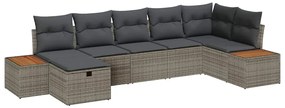 vidaXL Σετ Καναπέ Κήπου 7 pcs Γκρι 55 x 62 x 69 εκ Πολυ ράταν
