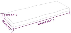 Επιφ Τραπεζιού Αν Καφέ 100x40x(2-6)εκ.Ακατέργ. Μασίφ Ξύλο Δρυός - Καφέ