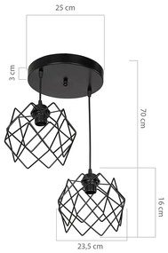 Φωτιστικό οροφής δίφωτο PWL-1021 pakoworld Ε27 μαύρο Φ40x70εκ - Μέταλλο - 147-000120