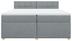 Κρεβάτι Boxspring με Στρώμα Ανοιχτό Γκρι 200x200 εκ. Υφασμάτινο - Γκρι