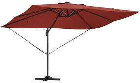 vidaXL Ομπρέλα Ρόμα Βραχίονα με LED Τερρακώτα 352x251x265 cm Αλουμίνιο
