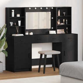 vidaXL Σετ Τραπεζιού Μακιγιάζ 3 pcs Μαύρη δρυς 78.5 x 41 x 135 εκ