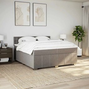 vidaXL Κρεβάτι Boxspring με Στρώμα Taupe 200x200 εκ. Υφασμάτινο