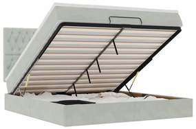 Οθωμανικό κρεβάτι με στρώματα &amp; LEDs Ανοιχτό γκρι Βελούδο 3314402
