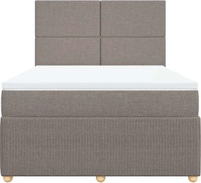 vidaXL Κρεβάτι Boxspring με Στρώμα Taupe 140x190 εκ. Υφασμάτινο