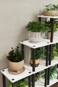 Stewehome Πολυόροφος σταντ για γλάστρες με ράφια από λευκή μεσέ ξύλο