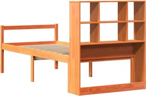 vidaXL Κρεβάτι Βιβλιοθήκη Χωρίς Στρώμα Καφέ 75x190 εκ Μασίφ Πεύκο
