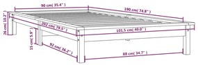 ΠΛΑΙΣΙΟ ΚΡΕΒΑΤΙΟΥ ΓΚΡΙ 90X190 ΕΚ. ΜΑΣΙΦ ΞΥΛΟ ΠΕΥΚΟΥ 3FT SINGLE 820573