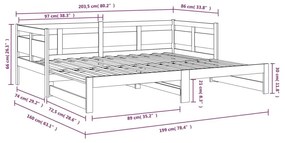 Καναπές Κρεβάτι Συρόμενος Μελί 2x(80x200) εκ. από Μασίφ Πεύκο - Καφέ