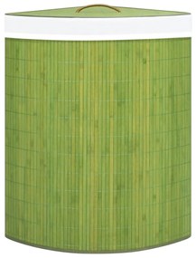 vidaXL Καλάθι Άπλυτων Γωνιακό Πράσινο 60 Λίτρων από Μπαμπού