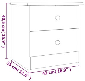 Κομοδίνο ALTA Λευκό 43 x 35 x 40,5 εκ. από Μασίφ Ξύλο Πεύκου - Λευκό