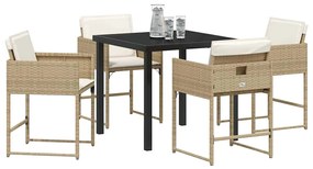 vidaXL Σέτ φαγητού για κήπο με μαξιλάρι 5 pcs Μπεζ Πολυ ράταν