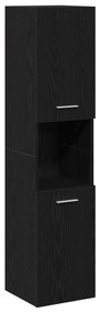 vidaXL Ντουλάπι Τοίχου Μπάνιου Μαύρο Δρυς 30x30x130 εκ από Ξύλο