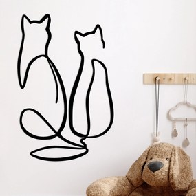 Decorative Metal Wall Accessory Couple Cat Love Black