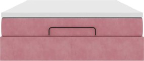 vidaXL Οθωμανικό κρεβάτι με στρώμα ροζ 140x190cm Βελούδο