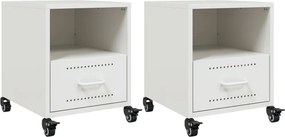 vidaXL Κομοδίνα 2 τεμ. Λευκό 36x39x43,5 εκ. από Χάλυβα