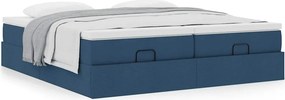 vidaXL Οθωμανικό κρεβάτι με στρώματα μπλε 200x200cm ύφασμα