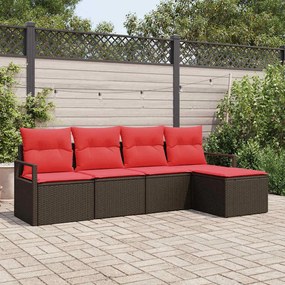 vidaXL Σετ Καναπέ με μαξιλάρι 5 pcs Καφέ συνθετικό ρατάν