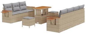 vidaXL Σετ Καναπέ Κήπου 10 pcs μπεζ και ανοιχτό γκρι 90 x 55 x 71 cm