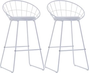 vidaXL Καρέκλες Μπαρ 2 τεμ. Λευκές από Συνθετικό Δέρμα