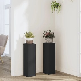 vidaXL Βάσεις Φυτών 2 τεμ. Μαύρες 17x17x60 εκ. από Επεξεργασμένο Ξύλο