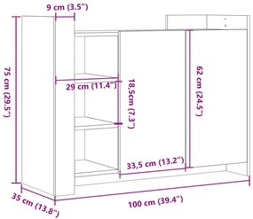 Ντουλάπι Γκρι Σκυρ. 100x35x75 εκ. από Επεξεργασμένο Ξύλο - Γκρι