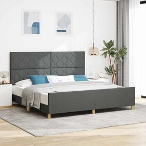 vidaXL Κρεβάτι Σκελετός Σκούρο Γκρι 200x200 εκ. Υφασμάτινο