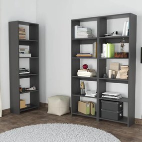 Βιβλιοθήκη Rabuku σε ανθρακί απόχρωση 146x22x123εκ 146x22x160 εκ.