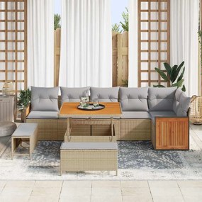 vidaXL Σετ Καναπέ Κήπου 9 pcs Μπεζ, Ανοιχτό γκρι 100 x 100 x 71 cm