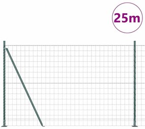 vidaXL Φράχτης με Στήλες. Πράσινο 1.2 x 25 m Ατσάλι