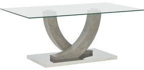 Τραπέζι σαλονιού Kasmora γκρι ξύλο-γυαλί 110x60x45εκ Υλικό: MDF-TEMPERED GLASS 029-000239