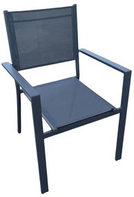 WOODWELL Ε6794,3AMIRAL Πολυθρόνα Dining Στοιβαζόμενη, Αλουμίνιο Ανθρακί - Textilene Γκρι 60x57x85cm Ε6794,3