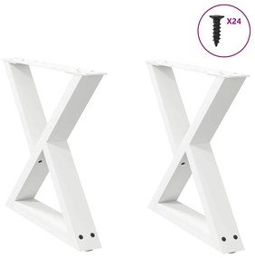 vidaXL Πόδια Τραπεζιού Σαλονιού 2 τεμ. Λευκά 50x(42-43,3) εκ. Ατσάλι