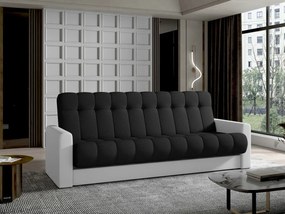 Καναπές κρεβάτι Elyria 113, Λειτουργία ύπνου, Άσπρο, Μαύρο,  Αποθηκευτικός χώρος, 210x85x90cm, Πόδια: Ξύλο,Πεύκο