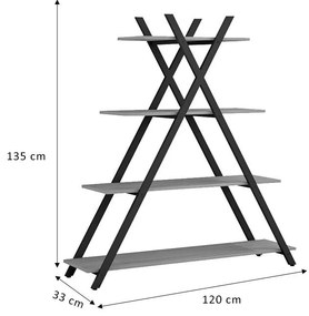 Βιβλιοθήκη Tree μαύρο-φυσικό 120x33x135εκ 120x33x135 εκ.