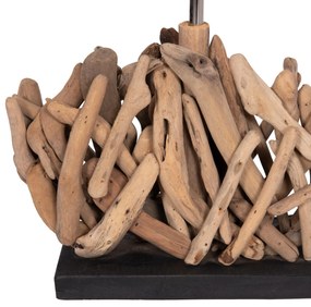 Επιτραπέζιο ορθογώνιο φωτιστικό Twiggy driftwood &amp; λευκό καπέλο 35x14x50Υ εκ.