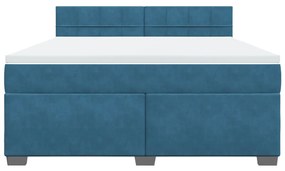 vidaXL Κρεβάτι Boxspring με Στρώμα Μπλε 180x200 εκ. Βελούδινο