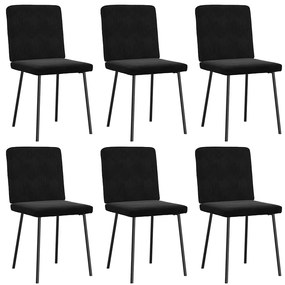 vidaXL Καρέκλες Τραπεζαρίας 6 τεμ. Μαύρες Βελούδινες