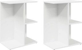 vidaXL Κομοδίνα 2 τεμ. Λευκά 46,5x29x61 εκ. από Επεξεργασμένο Ξύλο