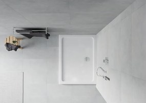 Mexen Flat ορθογώνιος επίπεδος ντουζιέρα 120 x 100 cm, λευκός, σιφώνιο χρωμίου