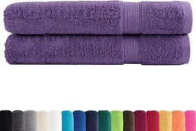 vidaXL Πετσέτες Premium SOLUND 2 Τεμ. Μοβ 100x200 εκ. 600 γρ/μ²