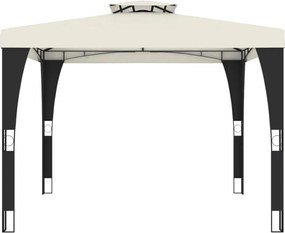 vidaXL Κιόσκι με Διπλή Οροφή Κρεμ 2,98x2,98 μ. Ατσάλινο