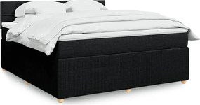 vidaXL Κρεβάτι Boxspring με Στρώμα Μαύρο 180x200 εκ. Υφασμάτινο