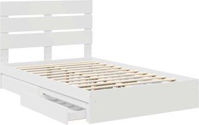 vidaXL Κρεβάτι Αποθήκης Λευκό 135 x 190 cm Επεξεργασμένο ξύλο